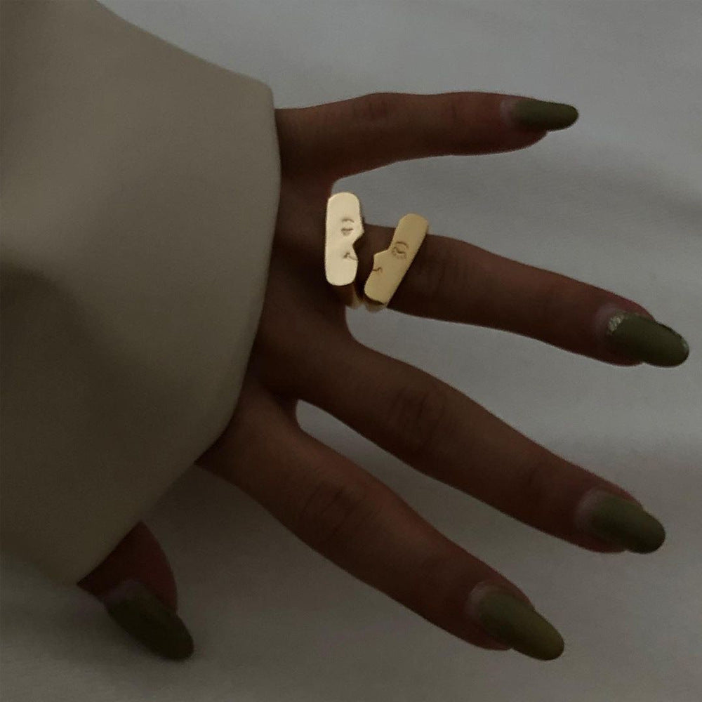 Wholesale Alloy Adjustable Face Micro Expression Couple Rings